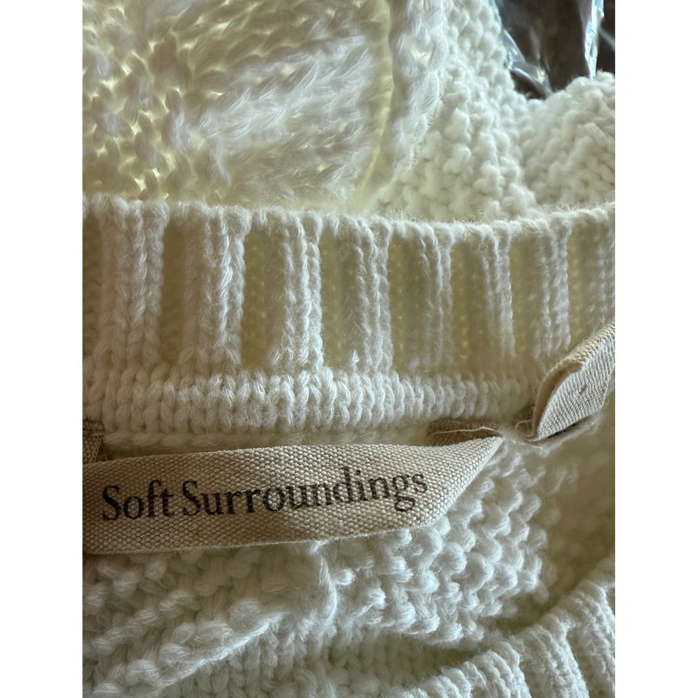 Soft Surroundings Womens White Knit Ruffle Cap Sleeve Top Size M Whimsy Romantic - Picture 4 of 10